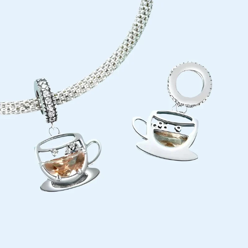 Coffee Time Dangle Charm | CZ