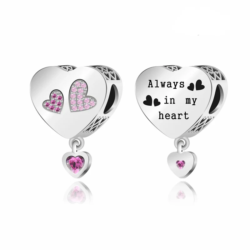 "Always In My Heart" Heart Dangle Charm | CZ