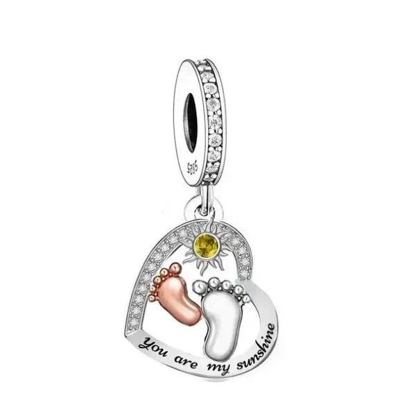 "You Are My Sunshine" Baby Feet Dangle Charm | RGP CZ