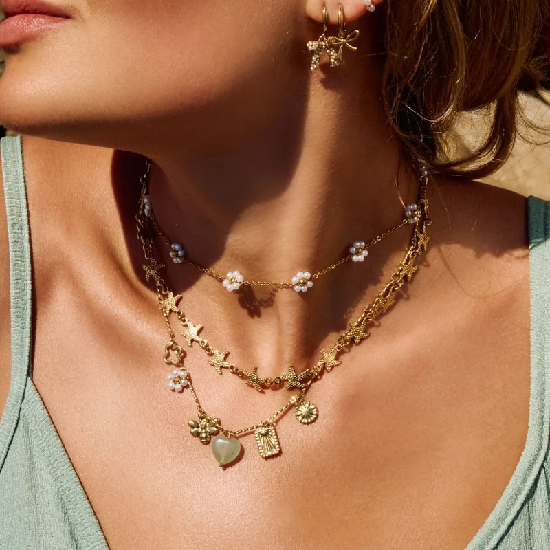 Summer Soul Green Charm Kette 14K Vergoldet