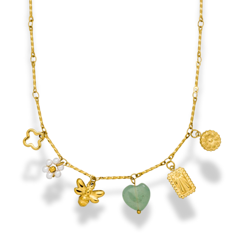 Summer Soul Green Charm Kette 14K Vergoldet