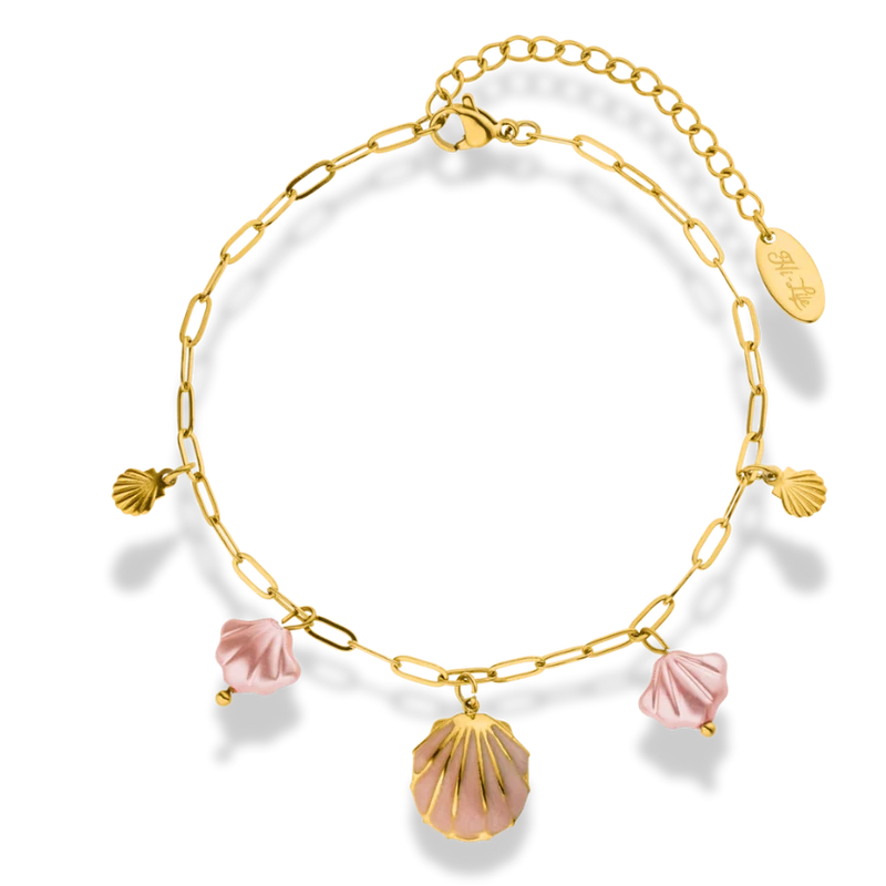 Pink Shell Fußkette 14K Vergodlet