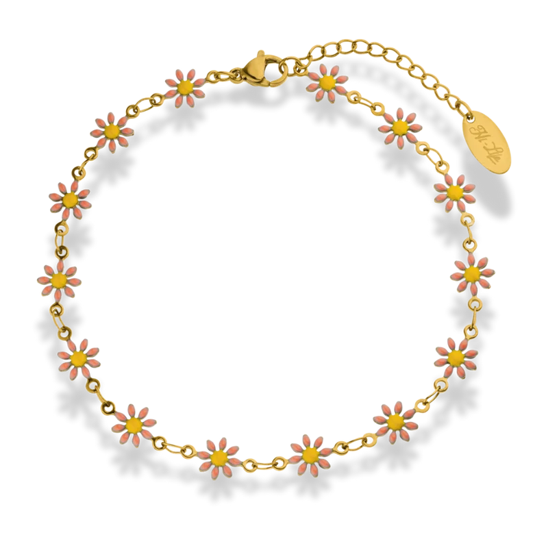 Colorful Daisy Fußkette 14K Vergoldet