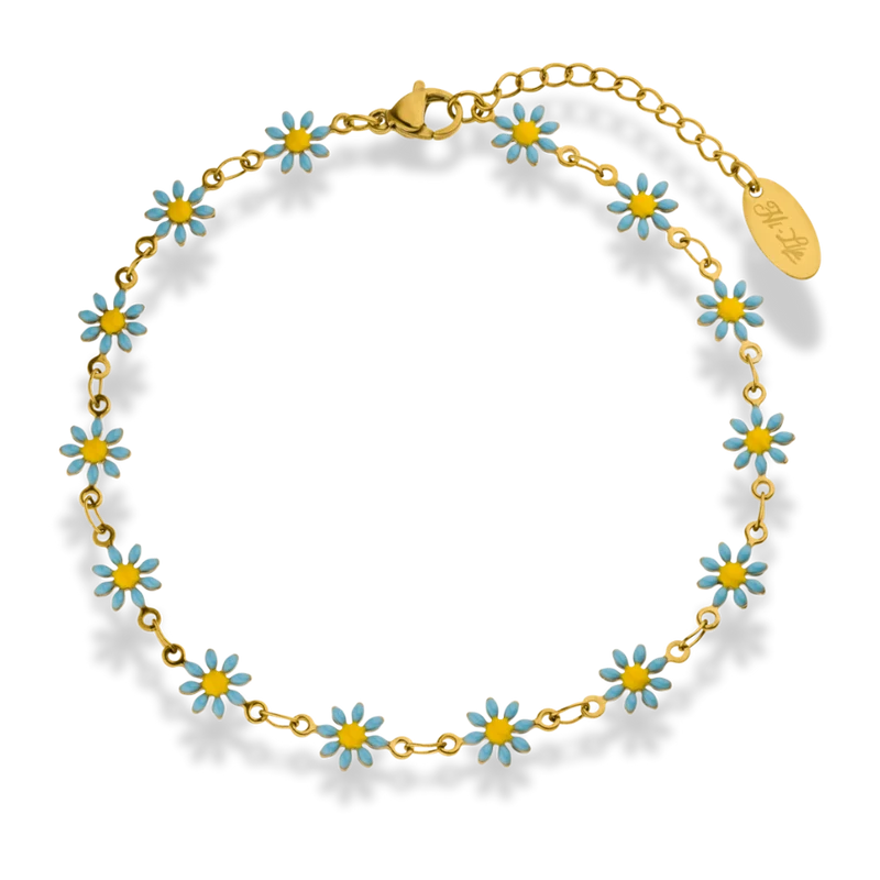 Colorful Daisy Fußkette 14K Vergoldet
