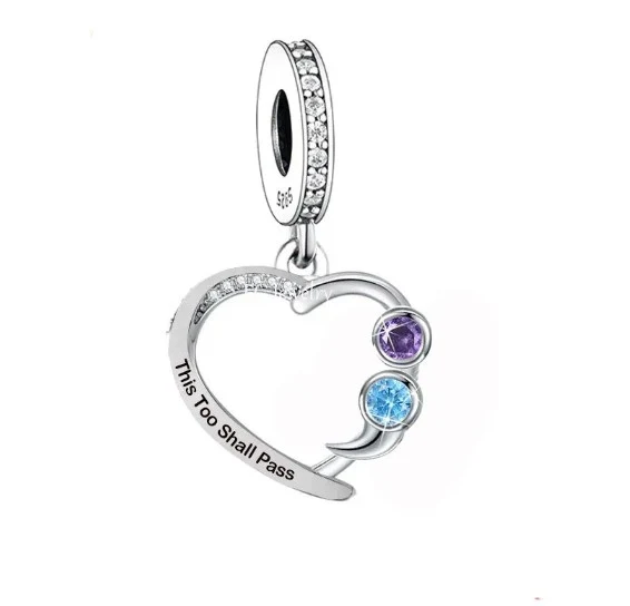 "This Too Shall Pass" Heart Dangle Charm | CZ