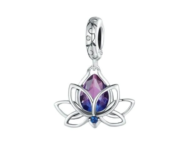 Crystal Lotus Dangle Charm | CZ