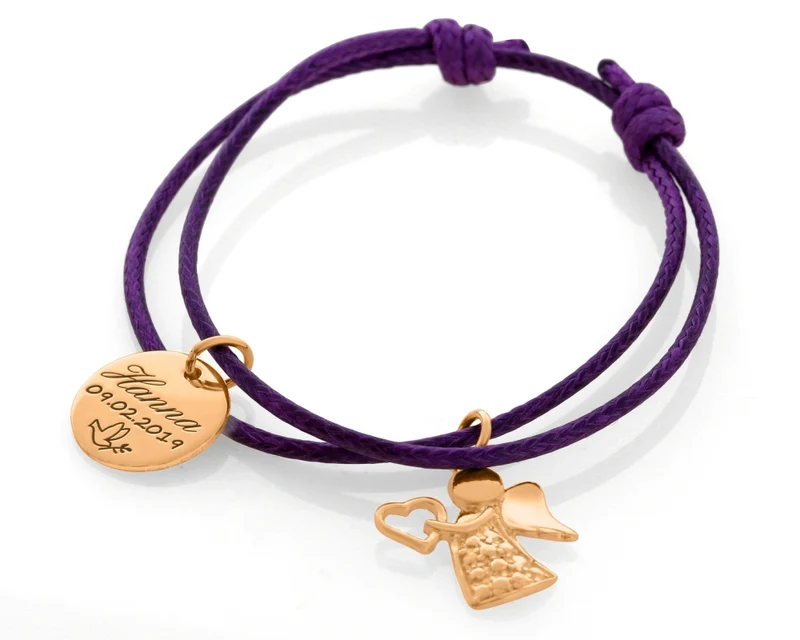 SCHUTZENGEL ARMBAND GRAVUR NAME ROSÉ VERGOLDET