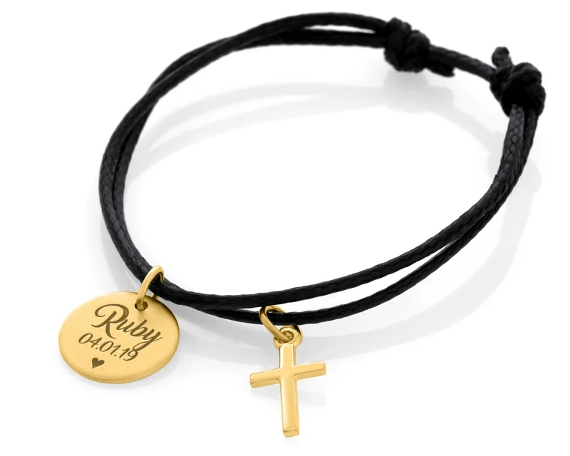 TAUFE ARMBAND KINDER MIT GRAVUR TAUFSCHMUCK KREUZ