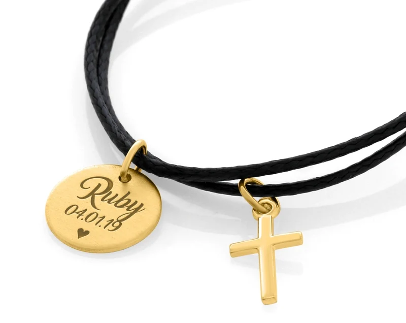 TAUFE ARMBAND KINDER MIT GRAVUR TAUFSCHMUCK KREUZ