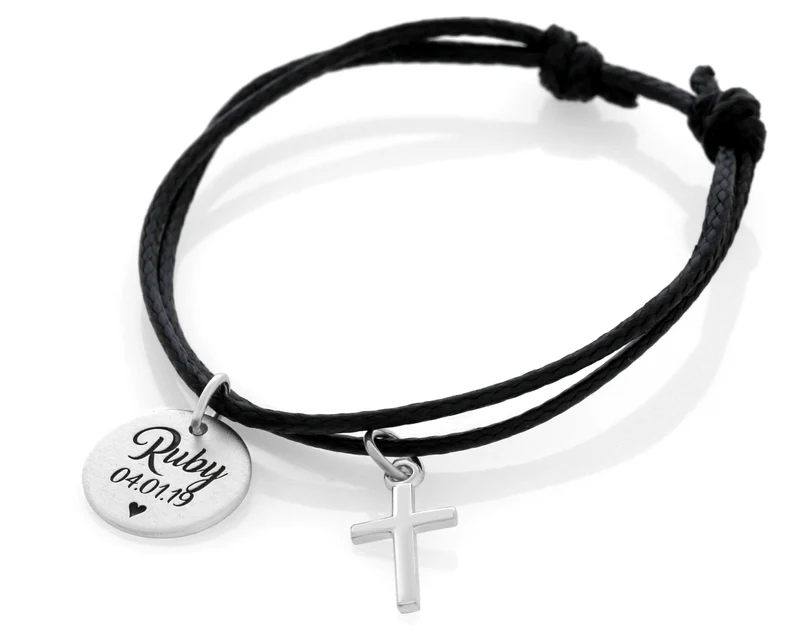ARMBAND MIT GRAVUR TAUFSCHMUCK KINDER KREUZ 925 SILBER