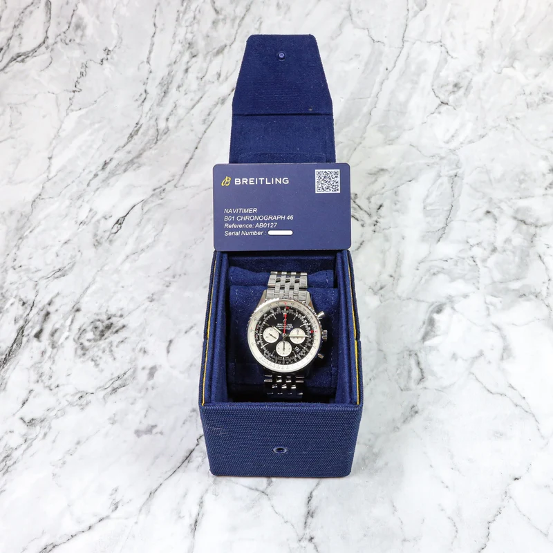 Breitling Navitimer B01 Chronograph 46 AB0127 Edelstahl Black Dial Full Set