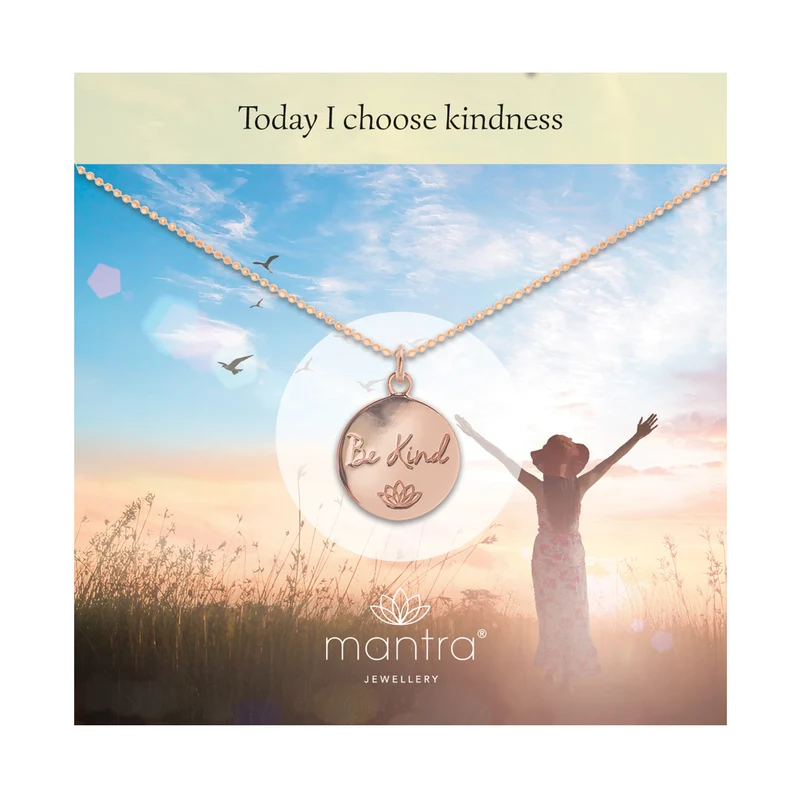 Be Kind Disc Necklace in Rose Gold
