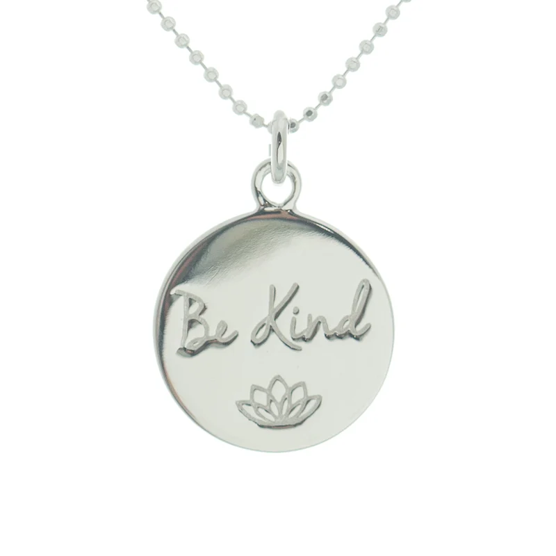 Be Kind Disc Necklace in Sterling Silver