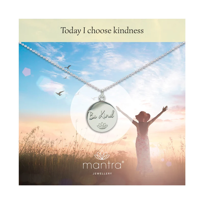 Be Kind Disc Necklace in Sterling Silver