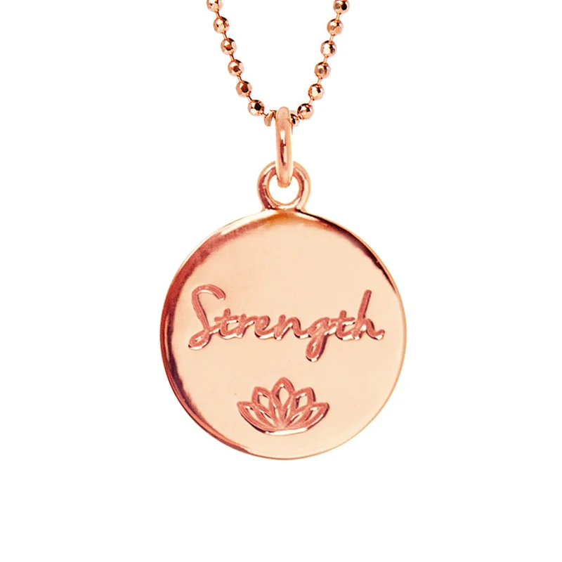Strength Disc Necklace in Rose Gold