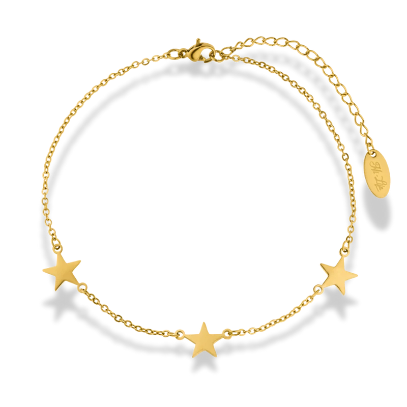 Golden Star Fußkette 14K Vergoldet
