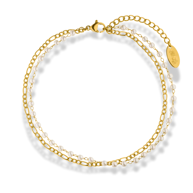 Classic Pearl Fußkette 14K Vergoldet