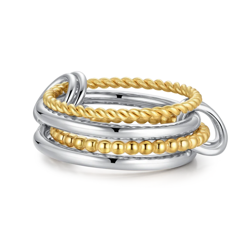 Quadruple Twisted Infinity Flow Ring 18K Vergoldet