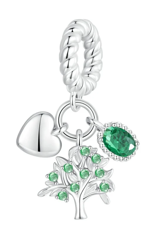 Tree of Life, Heart & Gem Dangle Charm | CZ