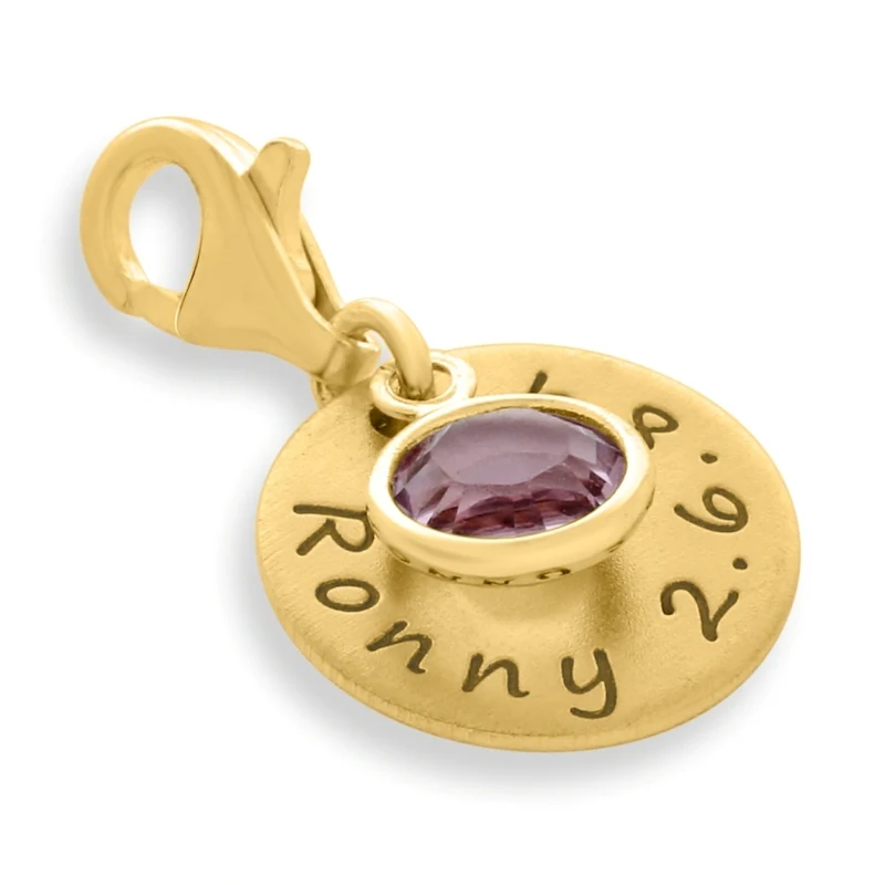 NAMENSSCHMUCK CHARM GRAVUR GEBURTSSTEIN