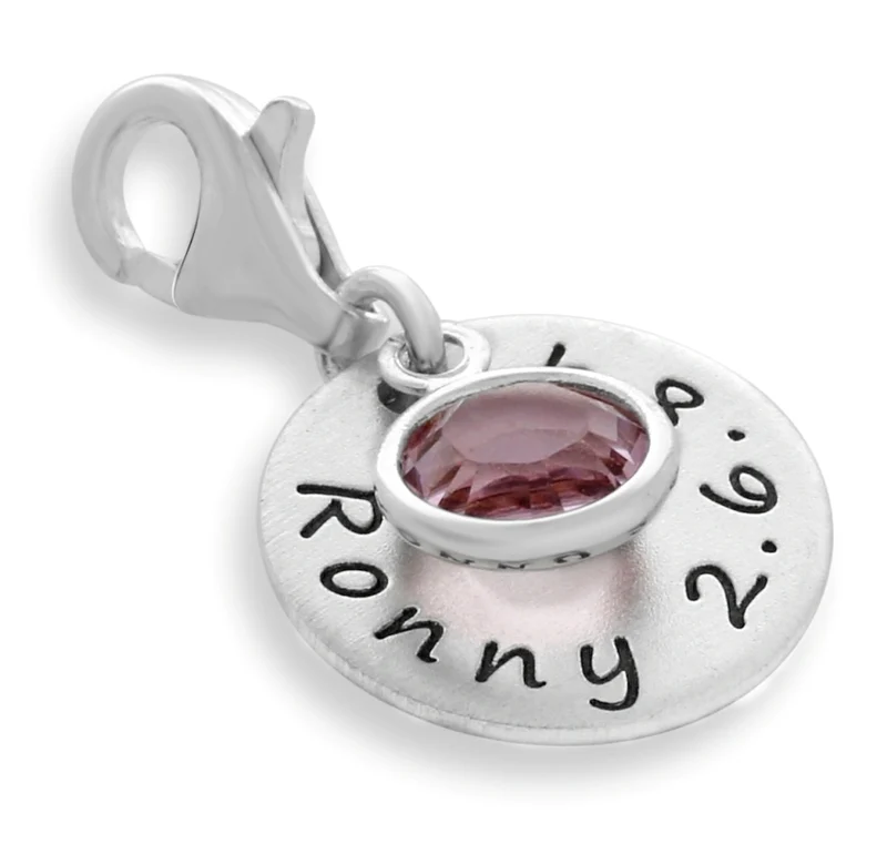 CHARM GRAVUR GEBURTSSTEIN NAMENSSCHMUCK 925 SILBER