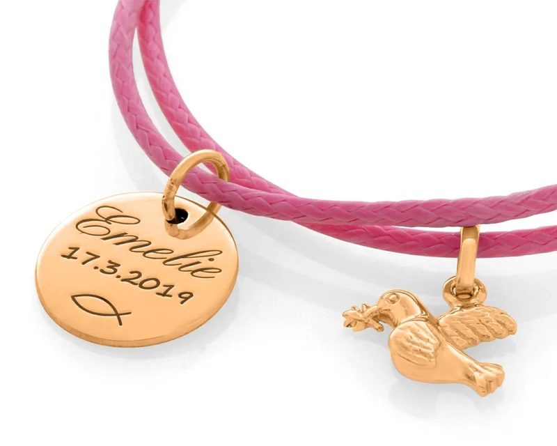 ARMBAND GRAVUR KINDERSCHMUCK ZUR TAUFE NAMENSARMBAND ROSÉ VERGOLDET