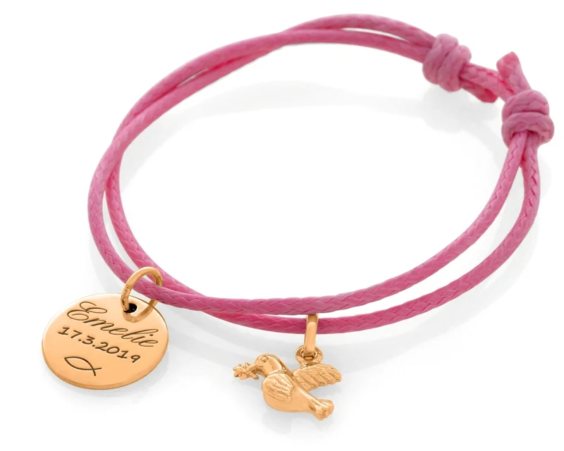 ARMBAND GRAVUR KINDERSCHMUCK ZUR TAUFE NAMENSARMBAND ROSÉ VERGOLDET