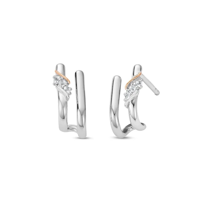 Past Present Future® Silver Curve Stud Earrings with Topaz