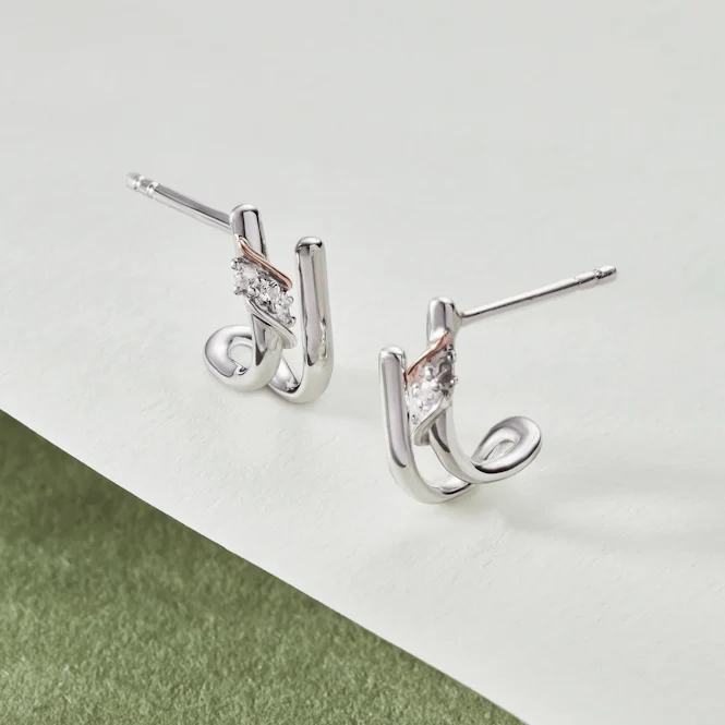 Past Present Future® Silver Curve Stud Earrings with Topaz