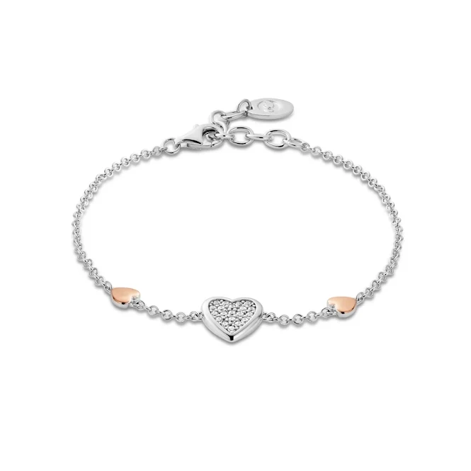 Forever Yours Silver Love Heart Bracelet with Swarovski® Zirconia