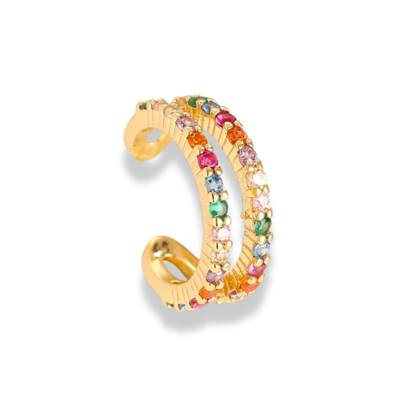 Multicolor Double Line Earcuff 14K Vergoldet