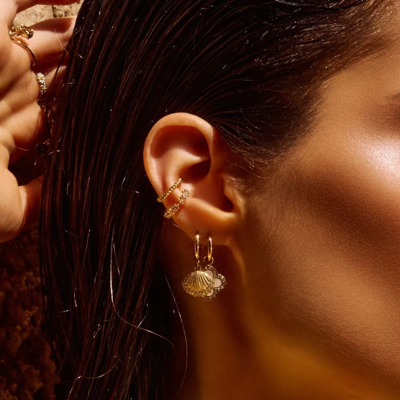 Flower Crystal Earcuff 14K Vergoldet
