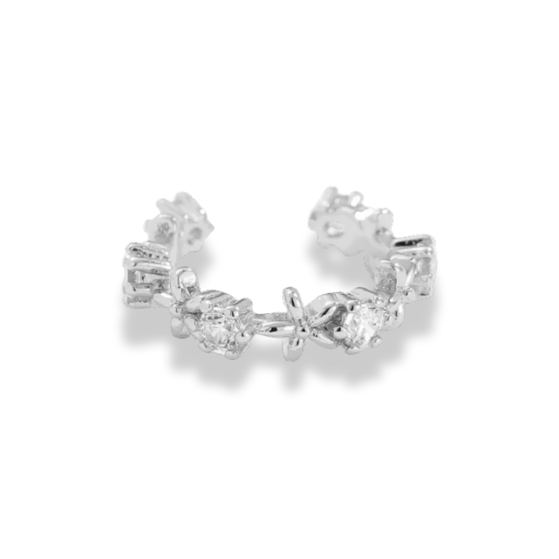 Flower Crystal Earcuff 14K Vergoldet