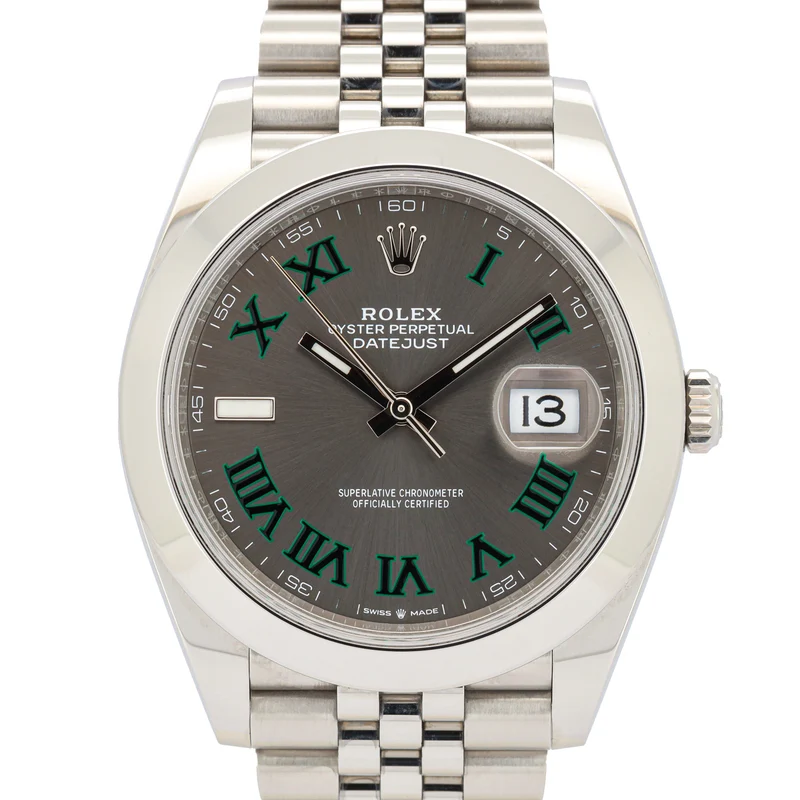 Rolex Datejust 41 126300 Edelstahl Wimbledon Dial Jubilee