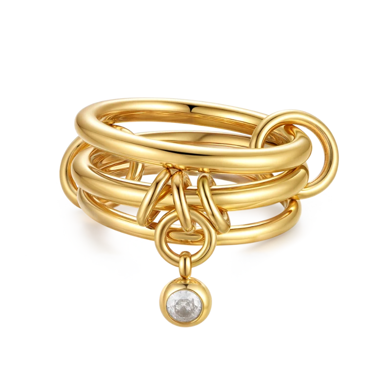 Triple Stone Infinity Flow Ring 18K Vergoldet