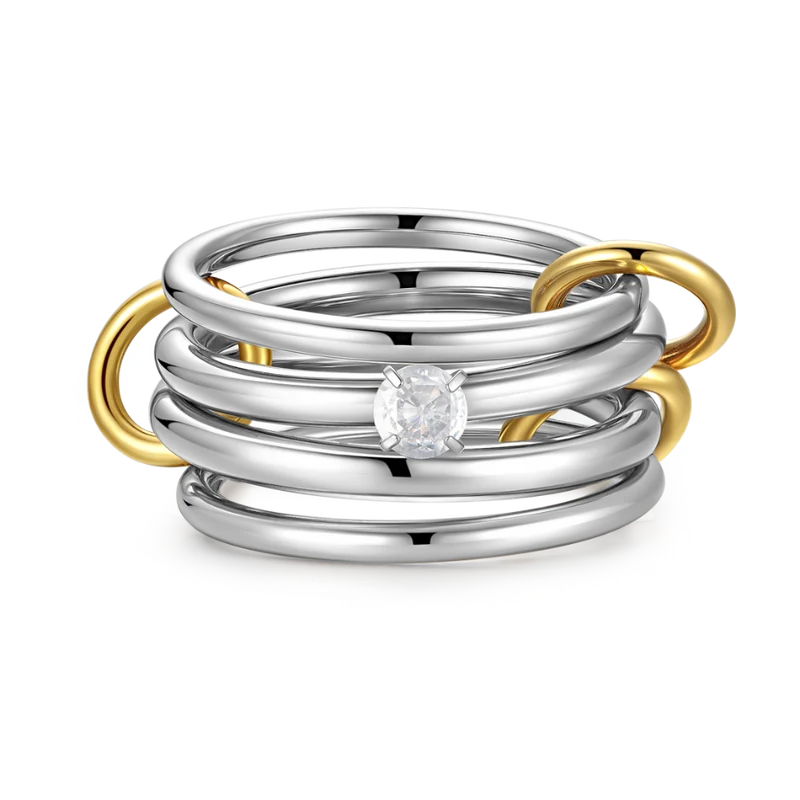 Quadruple Stone Infinity Flow Ring 18K Vergoldet