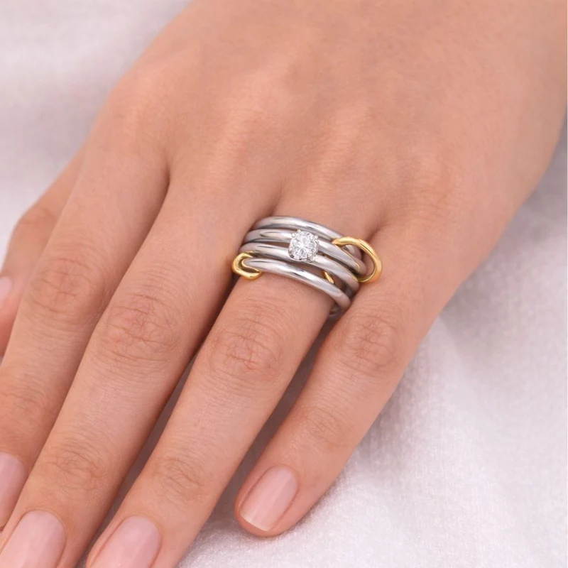 Quadruple Stone Infinity Flow Ring 18K Vergoldet