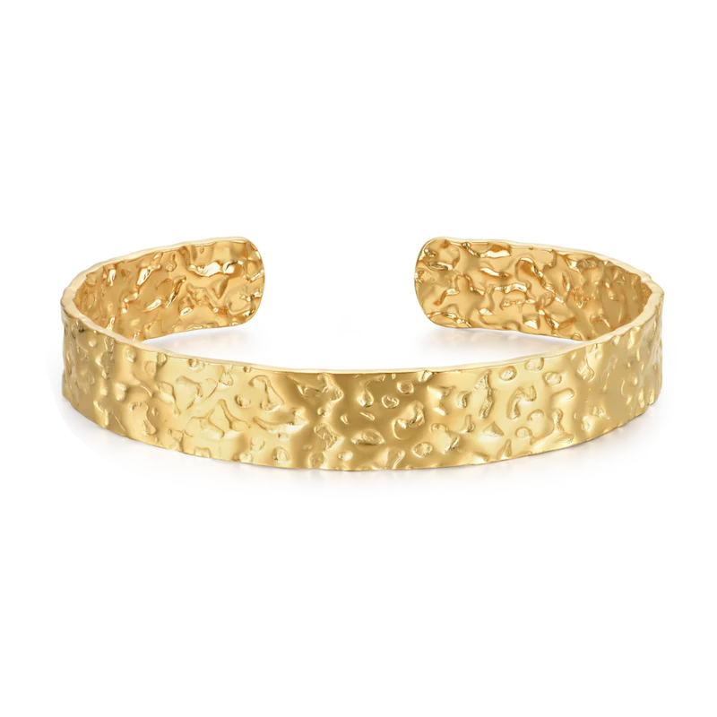Bold Hammered Armreif 18K Vergoldet