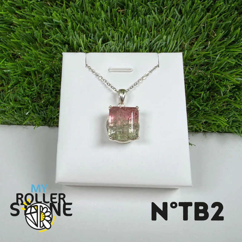 Wassermelonen-Turmalin-Anhänger in 925er Sterlingsilber - Nr. 2