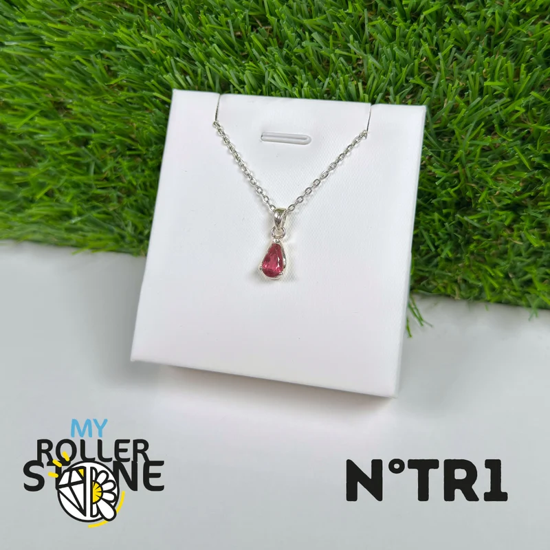 Anhänger aus rosa Turmalin (Rubellit) – 925er Sterlingsilber – Nr. 1