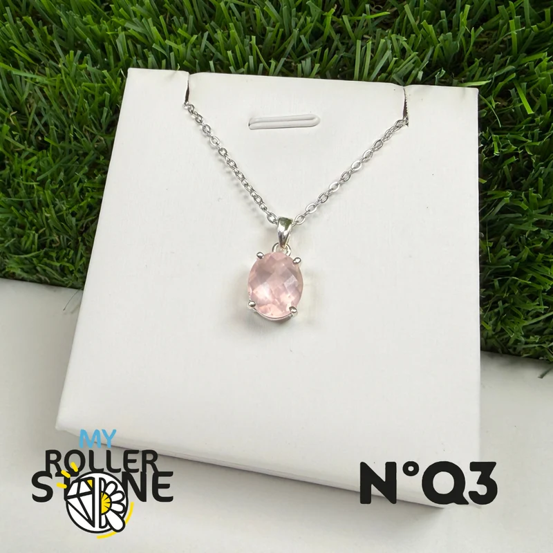 Rosenquarz-Anhänger in 925er Sterlingsilber #QR3