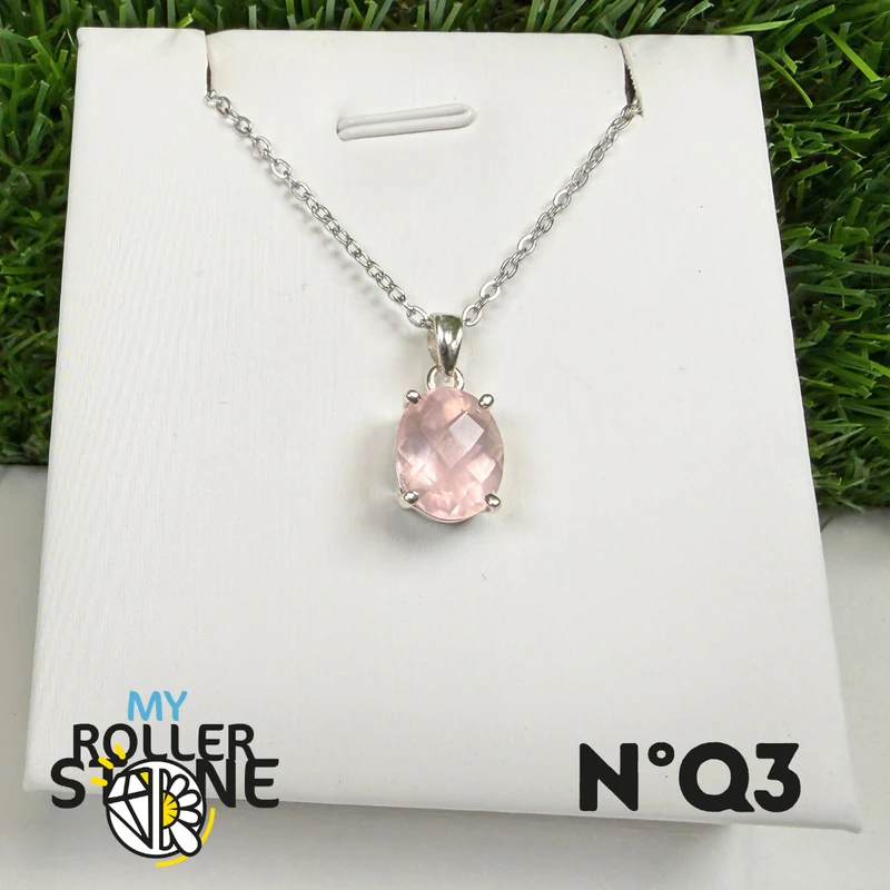 Rosenquarz-Anhänger in 925er Sterlingsilber #QR3