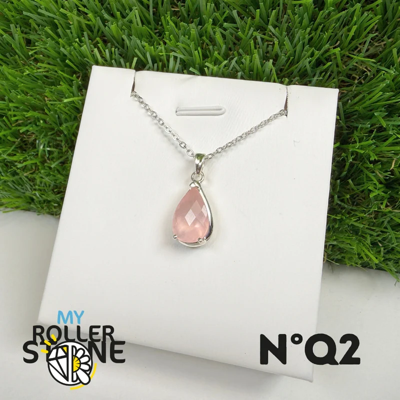 Rosenquarz-Anhänger in 925er Sterlingsilber #QR2