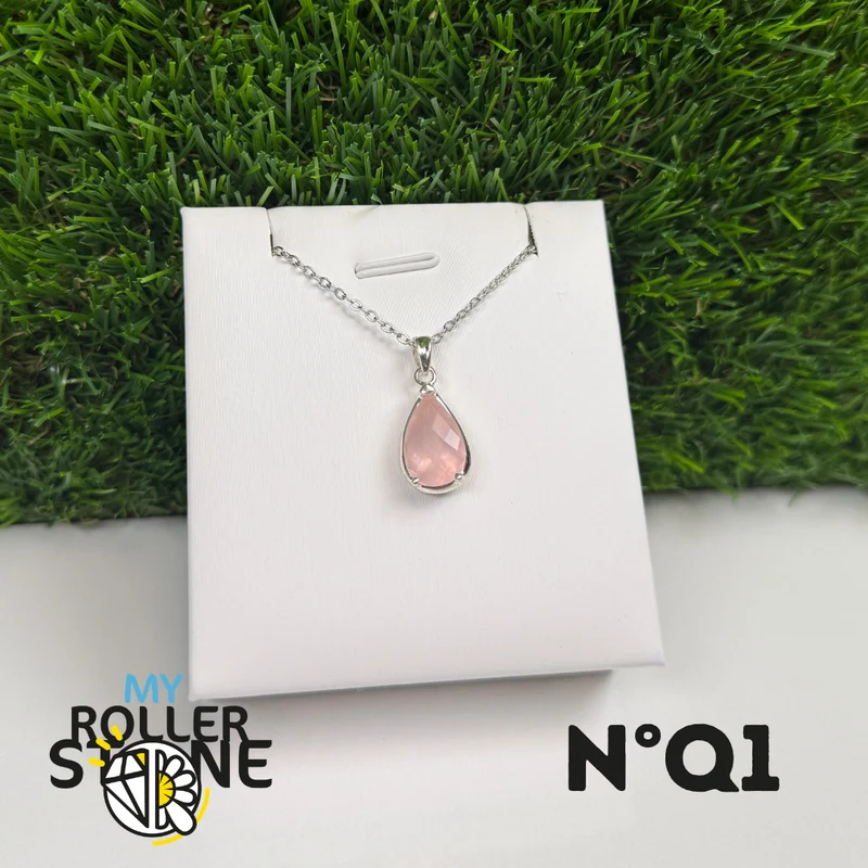 Rosenquarz-Anhänger in 925er Sterlingsilber #QR1