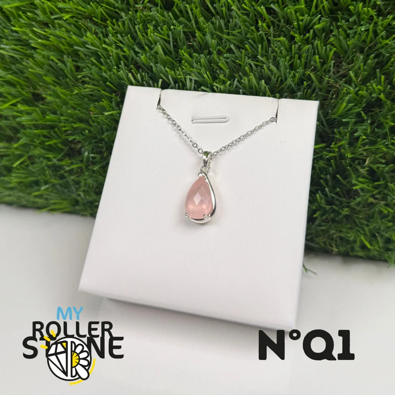 Rosenquarz-Anhänger in 925er Sterlingsilber #QR1