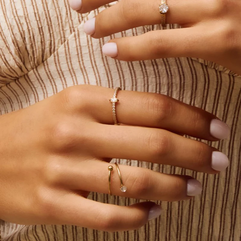 All Around Pave Marquise Ring 18K Vergoldet