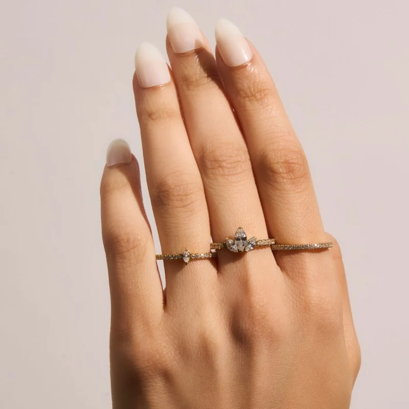 All Around Pave Marquise Ring 18K Vergoldet