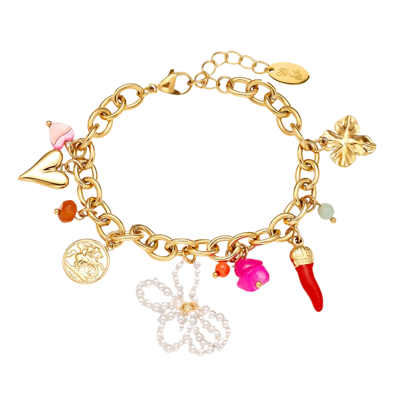Sweet Life Pearl Charm Armband 14K Vergoldet