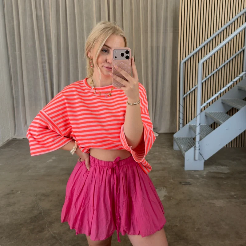 Oversize T-Shirt Solei - Rosa x Orange