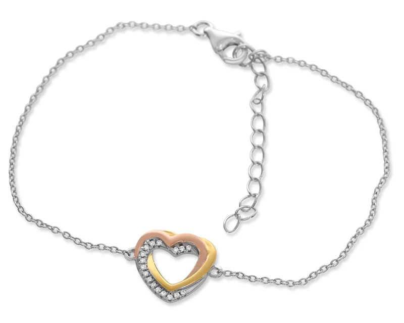 ARMBAND HERZ ANHÄNGER TRICOLOR, DAMENSCHMUCK